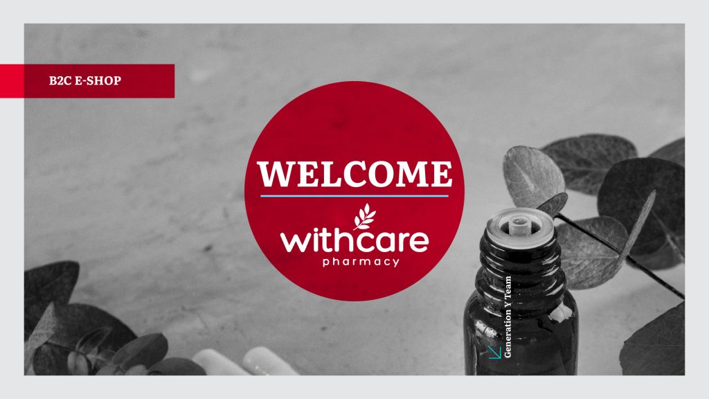 Welcome WithCare Pharmacy - B2C E-shop development by Generation Y team, featuring natural pharmacy products including herbal tinctures and dried herbs on minimalist background