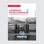 Promotional graphic for the Company Film Campaign for NKF Damigos by Generation Y. The top section features a white background with the red hashtag "#WhereEverythingConnects" and bold red text announcing the campaign. The bottom half displays a creative black-and-white photograph of various screws and fasteners arranged to resemble a city skyline with reflections, evoking an urban landscape. The NKF Damigos logo with the tagline "Βίδες Παντός Τύπου" (Screws of All Types) is centered at the bottom, with the Generation Y Team credit on the right.